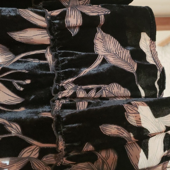 NWOT. Democracy Floral Velvet Burnout Blouse. Black/Tan. Large. - Picture 9 of 9